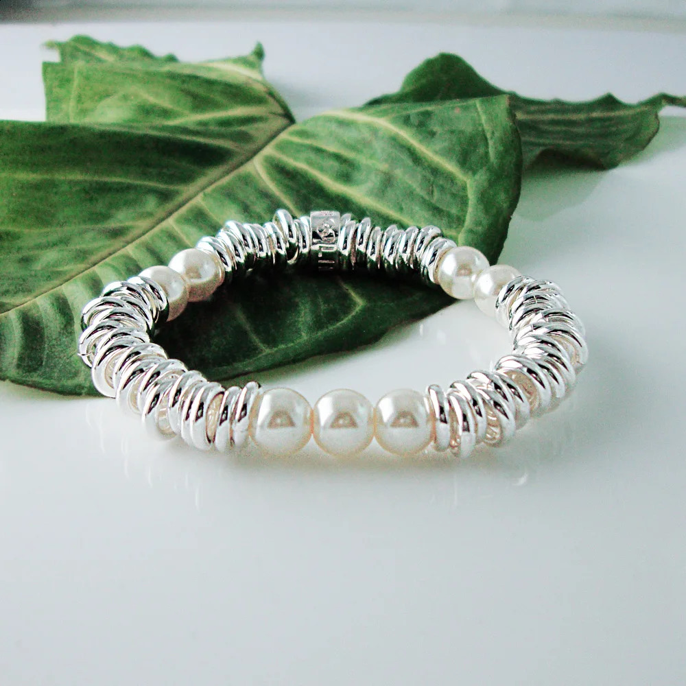 Fashion 925 Sterling Silver Pearl Multilayer Loop Bracelet Bangle for Women Versatile Elegance Geometric Party Jewelry Single 240812