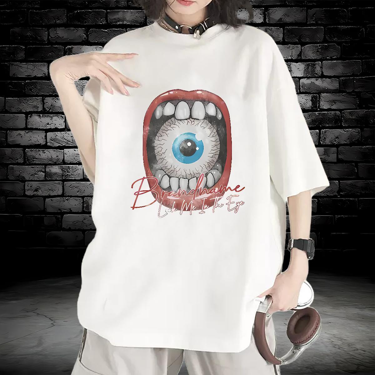 DIY T Shirts Women 230g 100% Cotton Breathable Crew Neck Casual Daily Wear eyeball Woman Tshirt Designer Nice Cartoon Printing L-4XL Tshirts