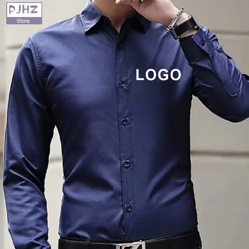 Mens Long Sleeve Business Shirt Quick Dry Breathable Work Shirt Custom Degisn Company Print Embroidery 240822
