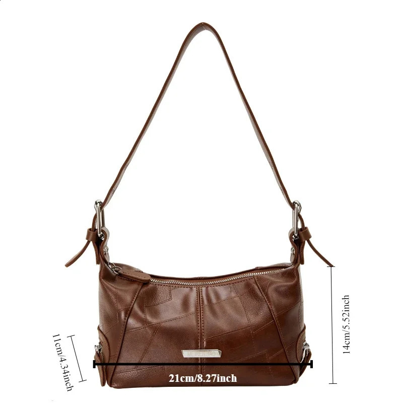 England Style Classic PU Thread Shoulder Bag Niche ed Women Winter Warm Tone Underarm Bag Upscale Textured Handle Bag 240821