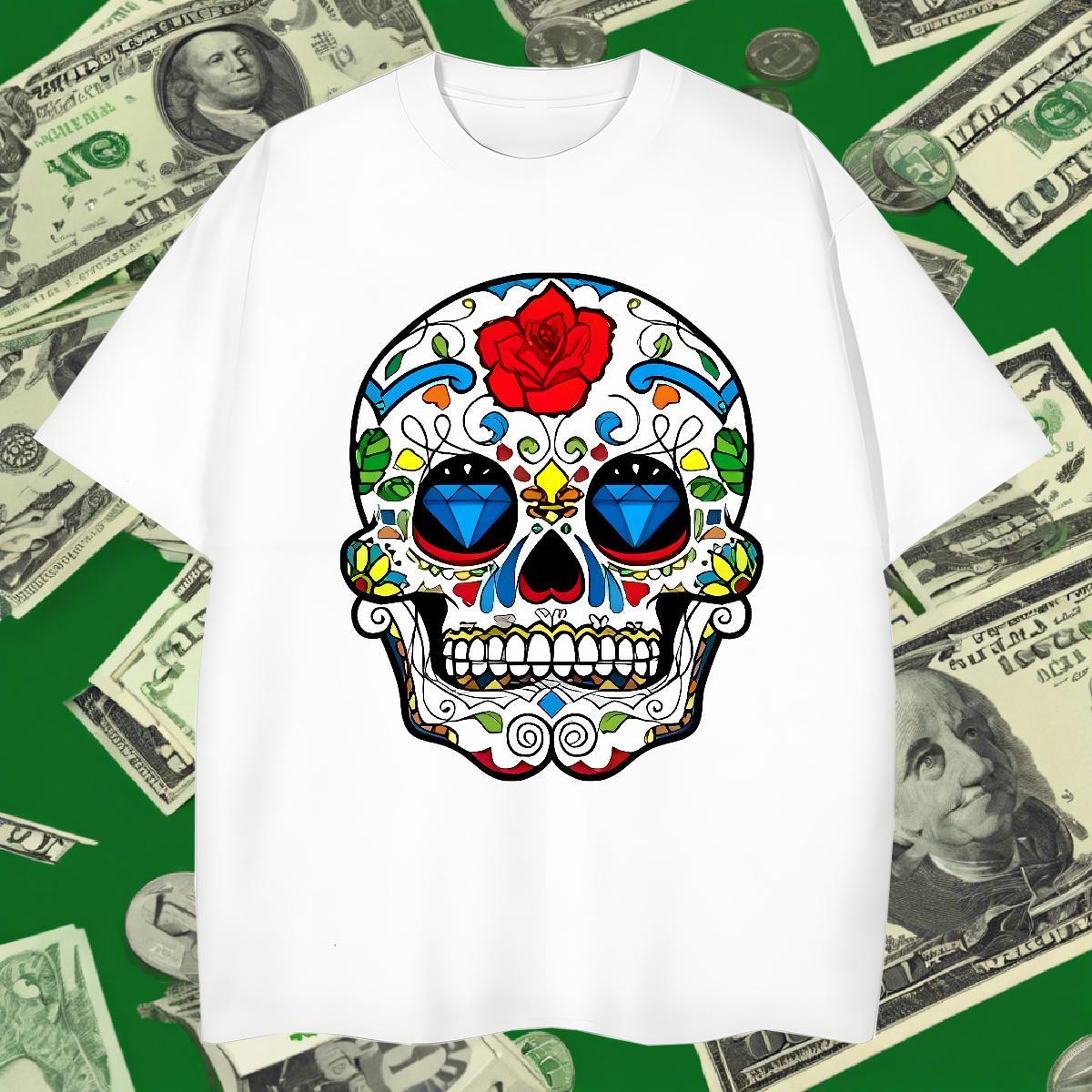 Comfortable Men T Shirts 230g Cotton skull Summer Casual Custom Print Oversized Crew Neck Breathable Men Tees Designer Fashion Polos