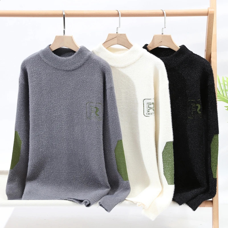 Sweater mens winter Korean warm message pattern sweater fashion wool M3XL 4XL 240821