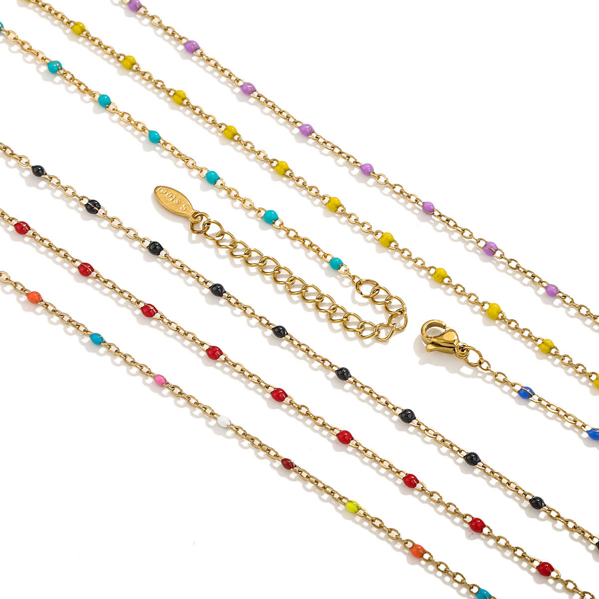 Drip oil bracelet titanium steel niche design enamel cross chain bead jewelry bracelet