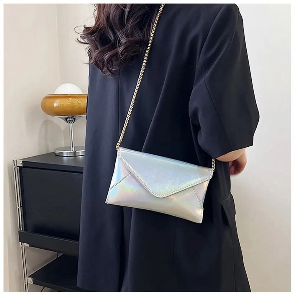 Fashion Womens Evening Shoulder Bag PU Leather Clutch Wallet Wedding Party Ball Envelope Handbag Silver Cross Body 240822