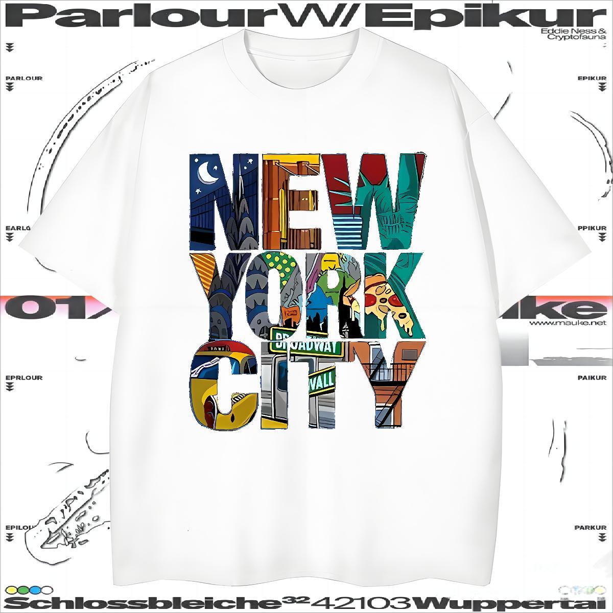 Loose New York Men T Shirts Casual Mens Tshirts 230g 100% Cotton Fashion New Crew Neck Breathable Custom Printing Clothings