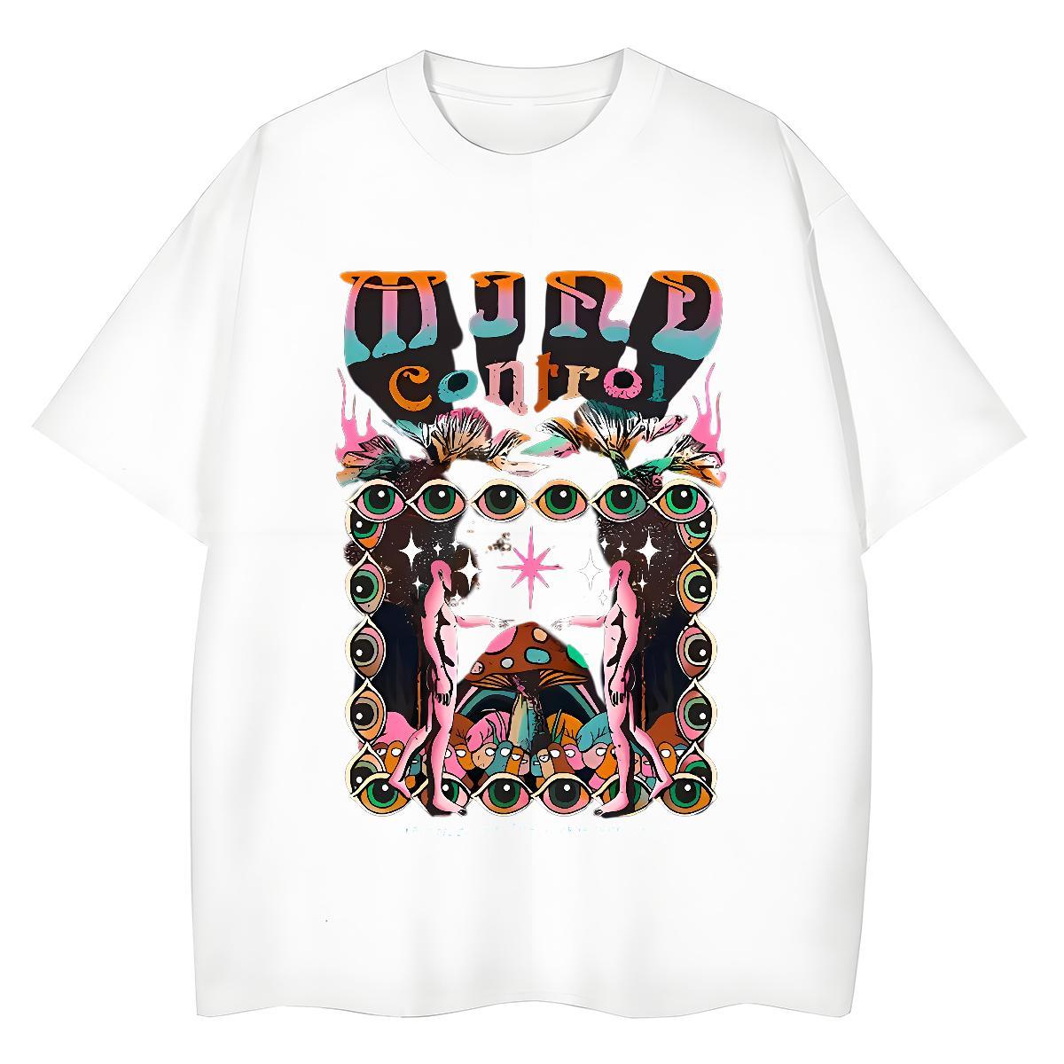 Fashion Woman T Shirts Breathable 230g 100% Cotton Lady T shirt Floral Print mushroom Hip Hop Soft Clothings