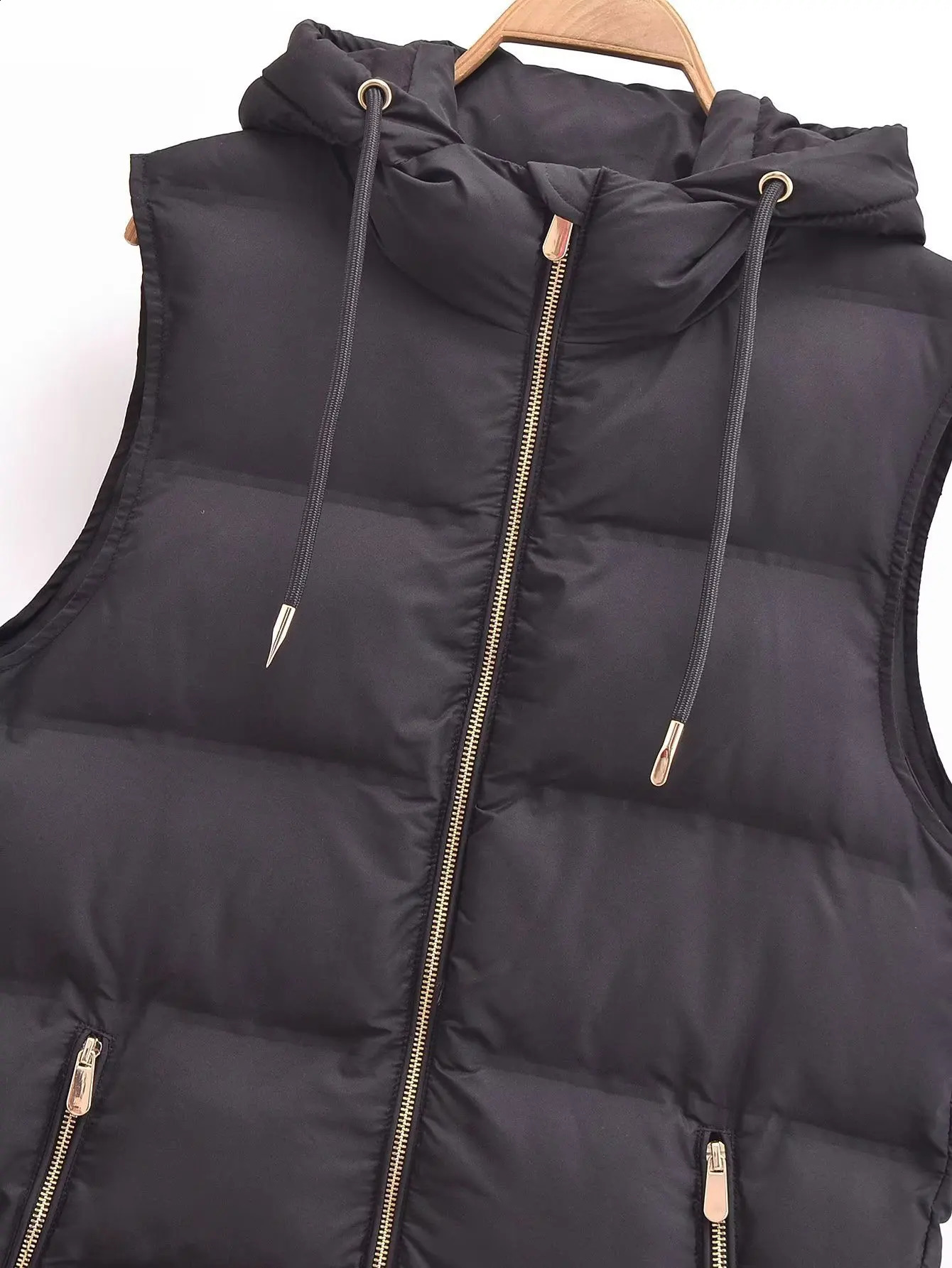 Autumn/Winter Hooded Mid length Puffer Vest Womens Waterproof Long Coat Sleeveless Jacket Outerwear 240822