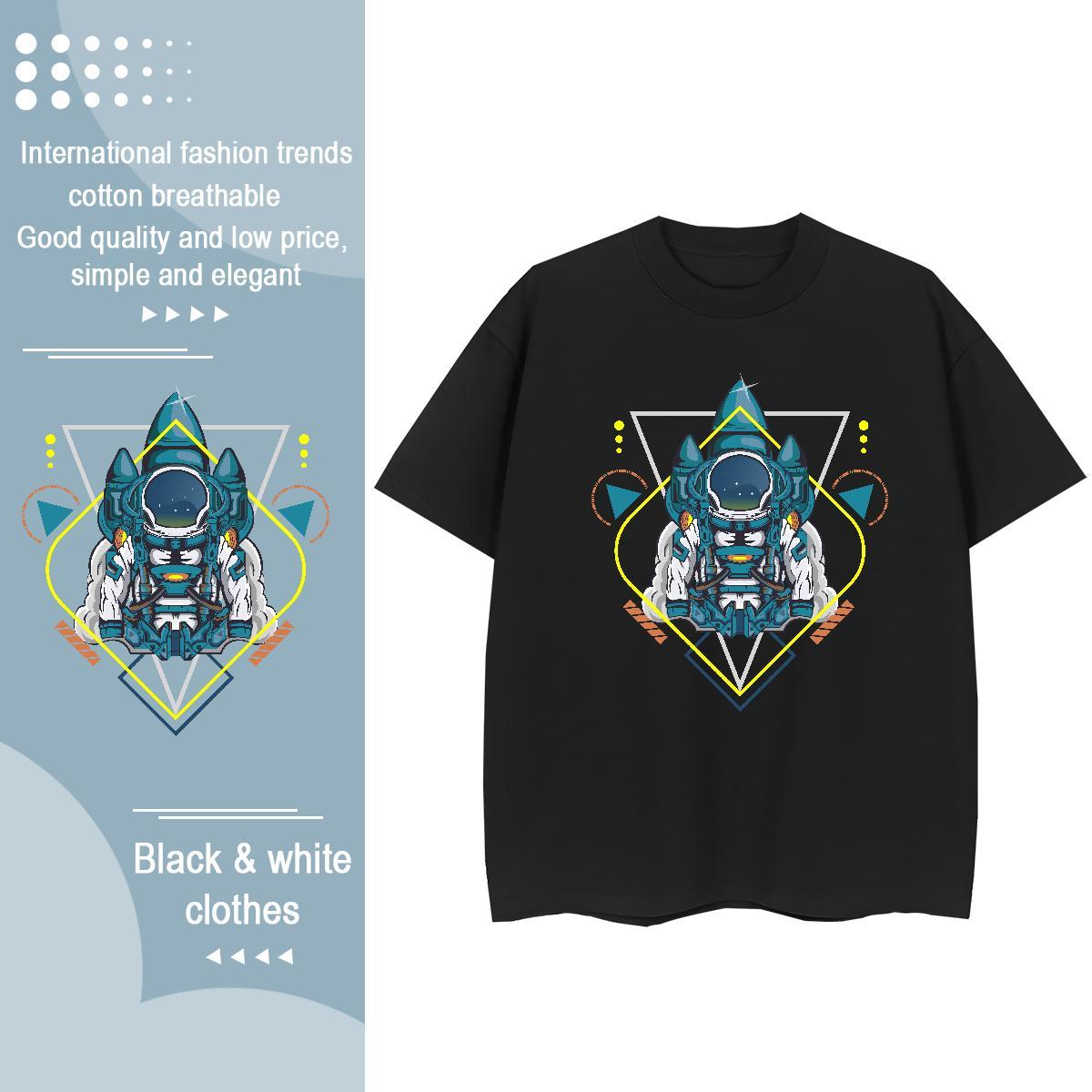 Unisex Women Tshirts 230g Cotton universe Spring Summer Womens T Shirts Breathable Crew Neck Black Oversized Tops