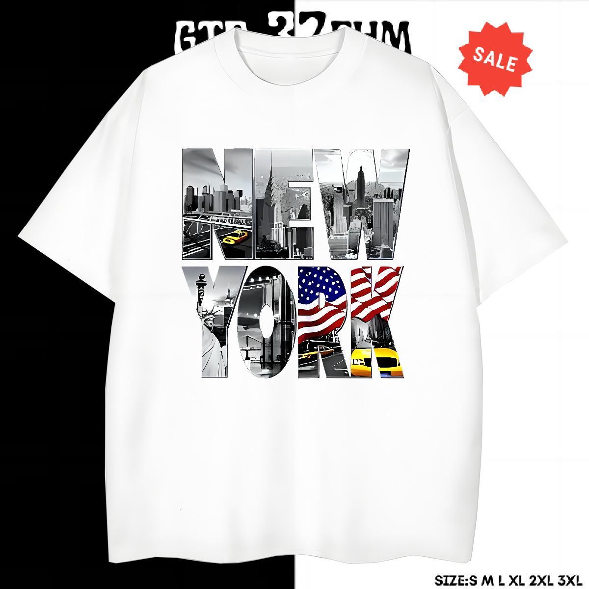 Wholesale Men Tops Tees Hip Hop Street 230g Pure Cotton Oversized 4XL Breathable Soft New York T-Shirts Free Shipping Clothings