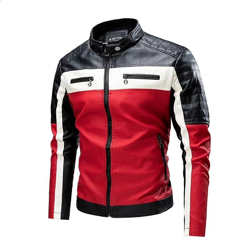 Mens Windproof Motorcycle Jacket Tight Casual Fashion Leather Jacket High Quality Men Clothing Motorcycle Leather Jacket 240822