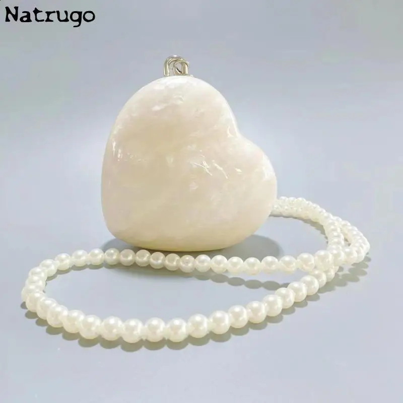 Large pearl chain acrylic pericardium elegant ner evening party cute wallet hard clutch womens bag 240822
