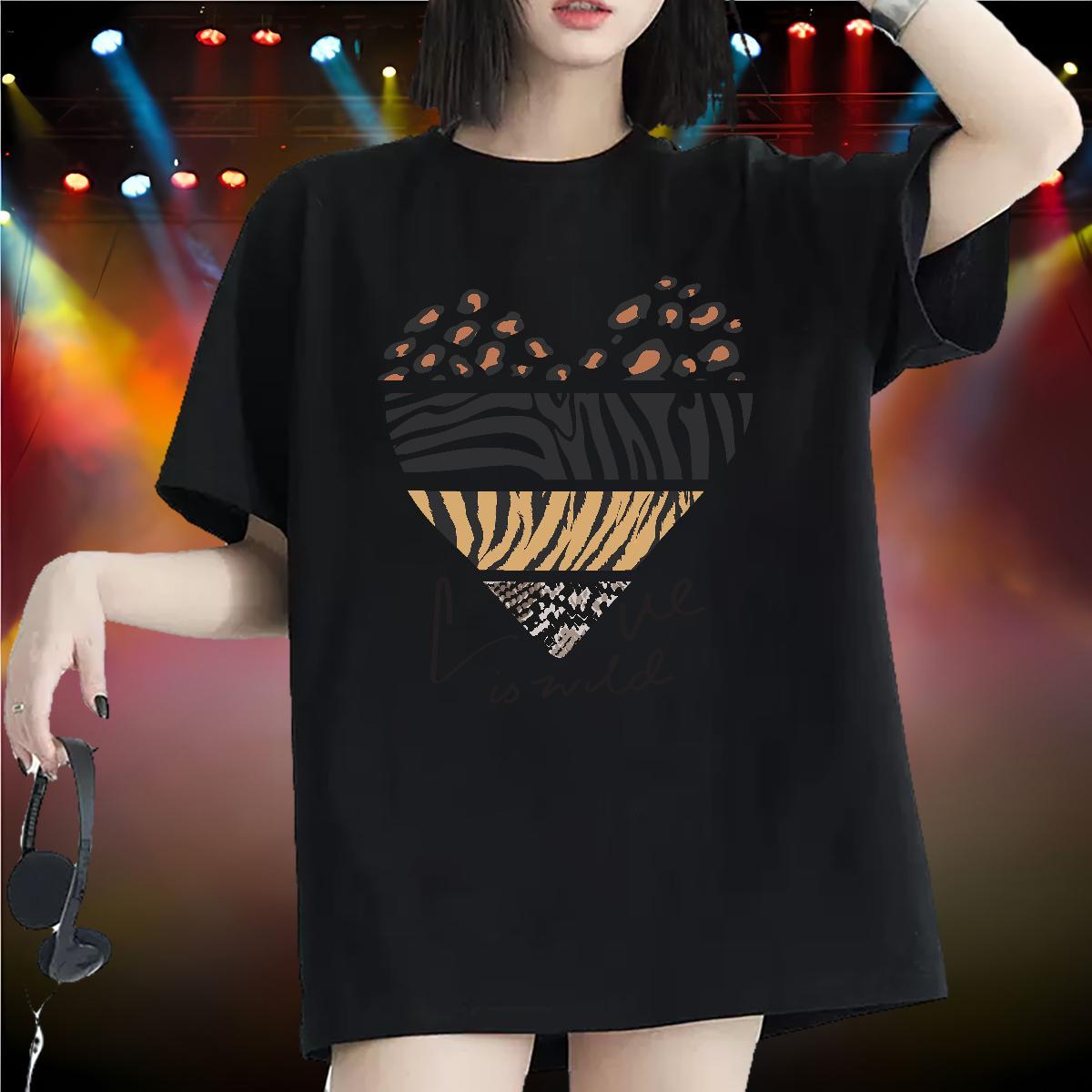 Designer Nice Tshirt for Man Woman 230g Pure Cotton heart Summer Casual T shirt Crew Neck Breathable Floral Print Clothes