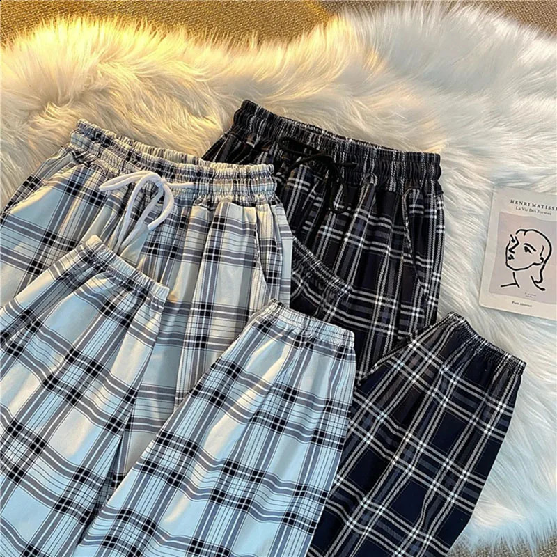 Casual Women Striped Pants Spring Drawstring Sweatpants Korean Fashion Summer Harajuku Y2K Female Trousers 240821