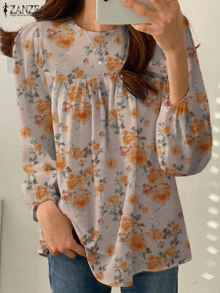 ZANZEA Fashion Long Sleeve Printed Shirt Womens Spring Bohemian Casual Holiday Top Party Blusas 240822