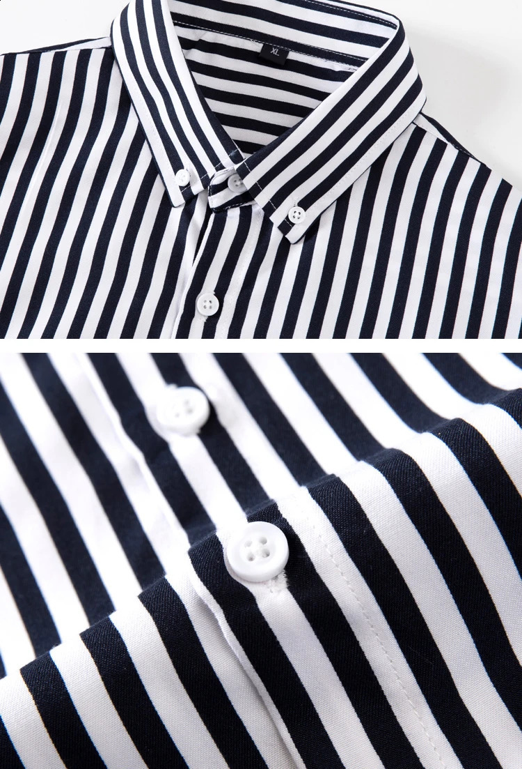 Summer Mens Striped Shirt Mens Long-sleeved Slim Business Casual Shirt 240822