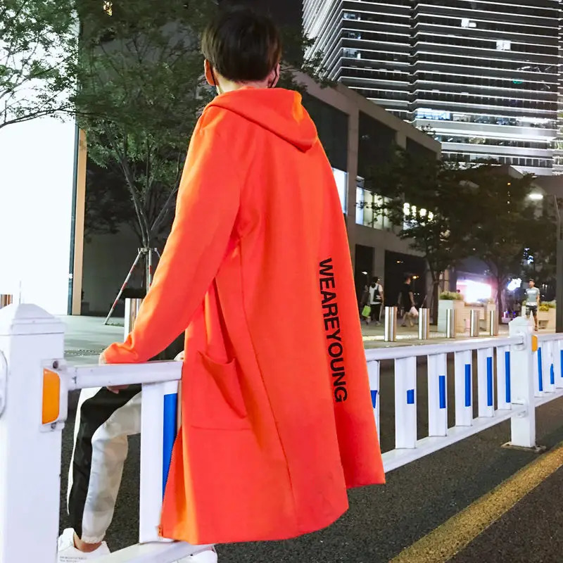 spring and autumn long windbreaker mens thin coat trend Korean slim jacket coat 240822