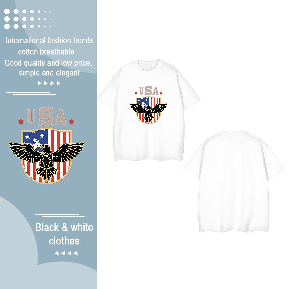 New Arrival T-Shirts Breathable Short Sleeve 230g Pure Cotton Woman Tshirt Anime Oversized eagle Sport High quality Top Shirts