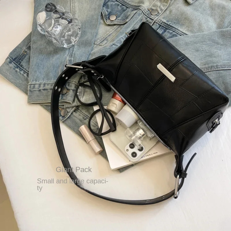 England Style Classic PU Thread Shoulder Bag Niche ed Women Winter Warm Tone Underarm Bag Upscale Textured Handle Bag 240821