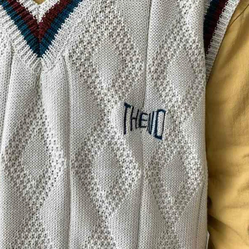 Sweater Vest Men Letter Printed BF V-neck 2XL Oversize Mens Vests Preppy Style Streetwear Stripe Tops Leisure Knitted Sweaters 240821