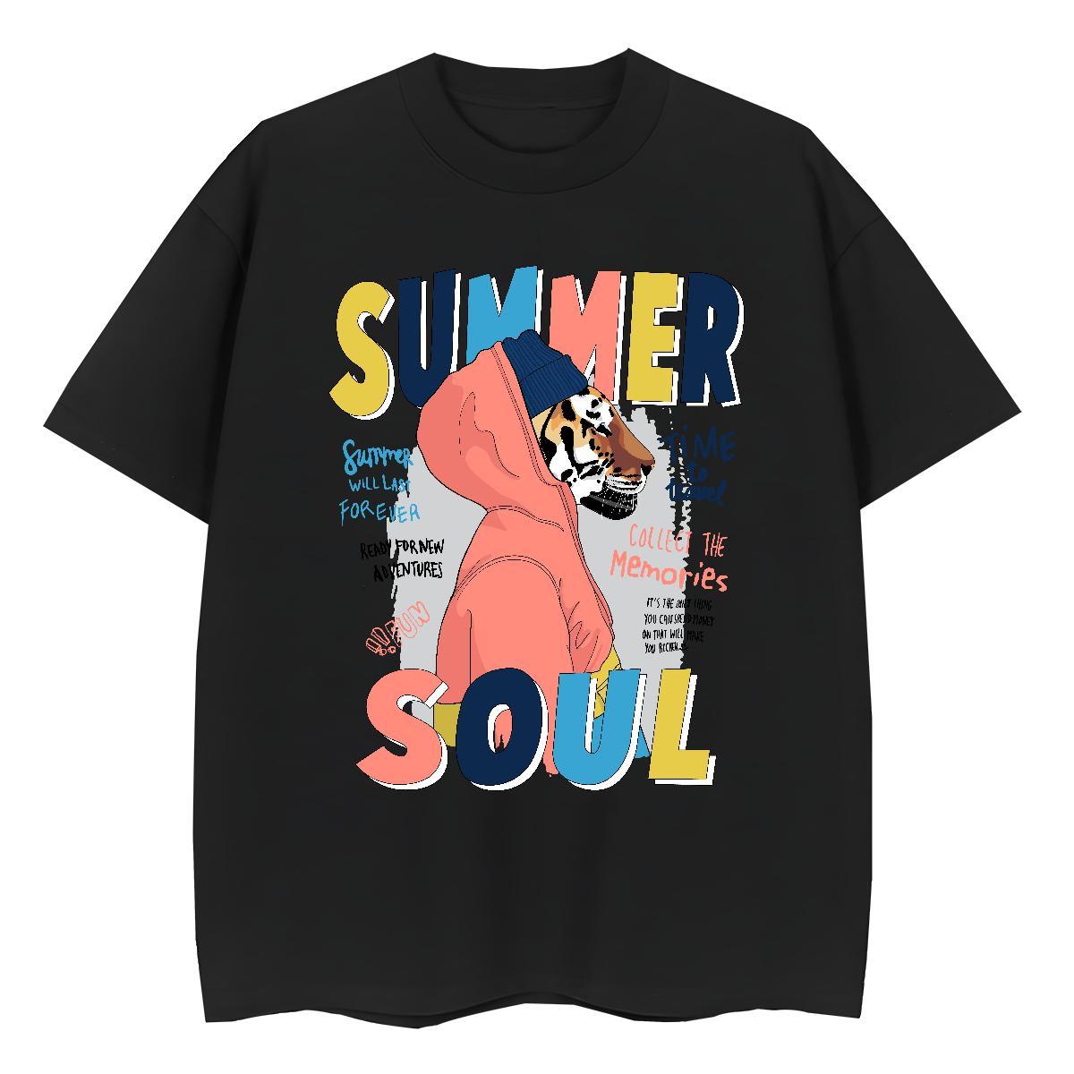 2024 DIY T-Shirts for Women Breathable 230g Cotton Women Tees Black White tiger Sports Casual Lady Clothes Shirt
