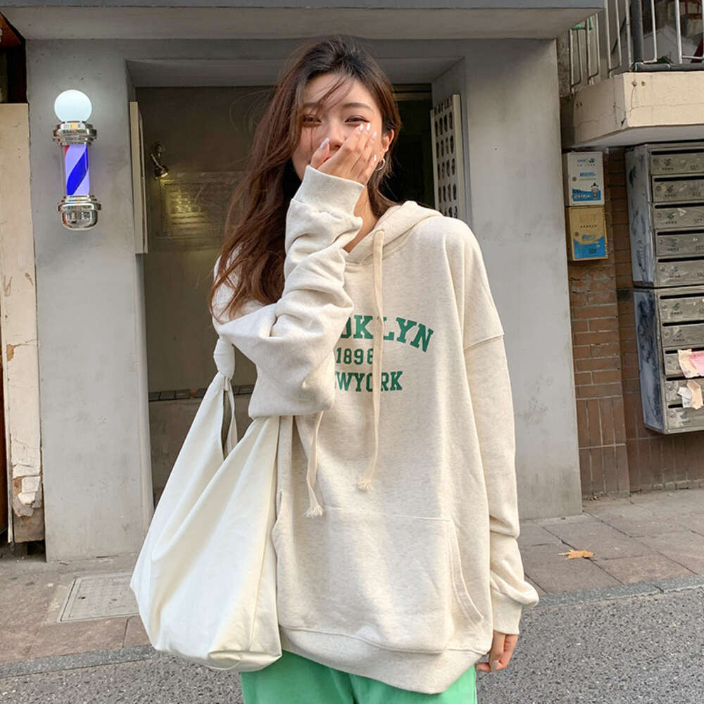 Autumn New Korean Edition Letter Printed BF Style Loose Large Double layer Hoodie Women's Top Coat Trendy dongdumaoyi