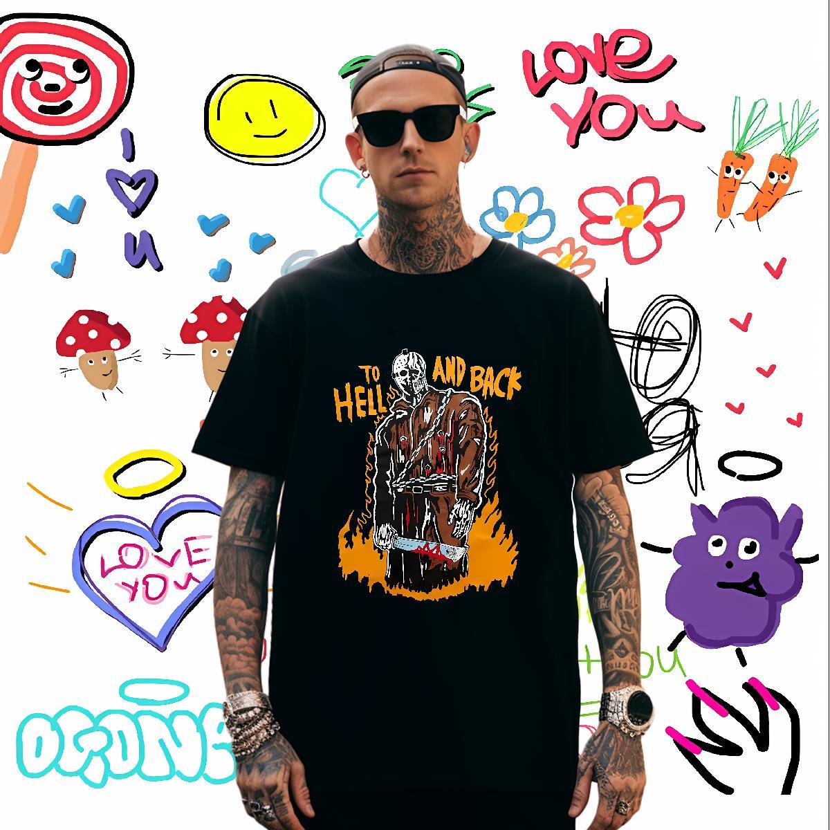 Comfortable skull T shirt Street Casual Couples T Shirts 100% Cotton 230g DIY Breathable Short Sleeve Custom Printed Clothes