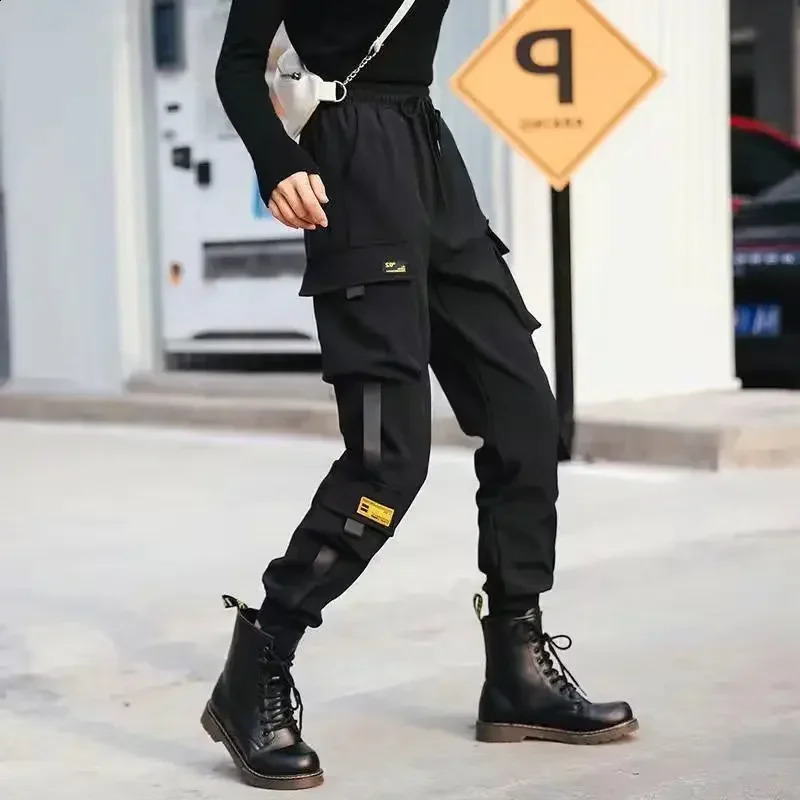 Baggy Sweatpants for Women Y2K Cargo Pants Casual Streetwear Drawstring Hip Hop Trousers with Big Pockets Female Joggers Black 240821