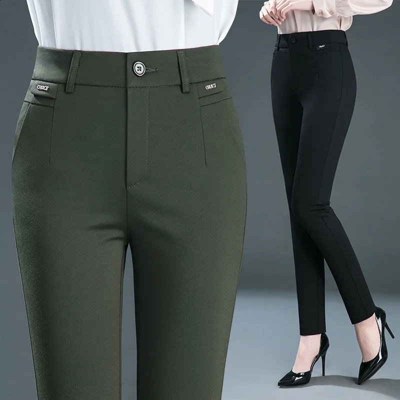 Multiple Pockets Y2k Clothes Straight Leg Pants Elegant Woman Dress Pants Womens Stretch Casual Trousers Clothing 240821