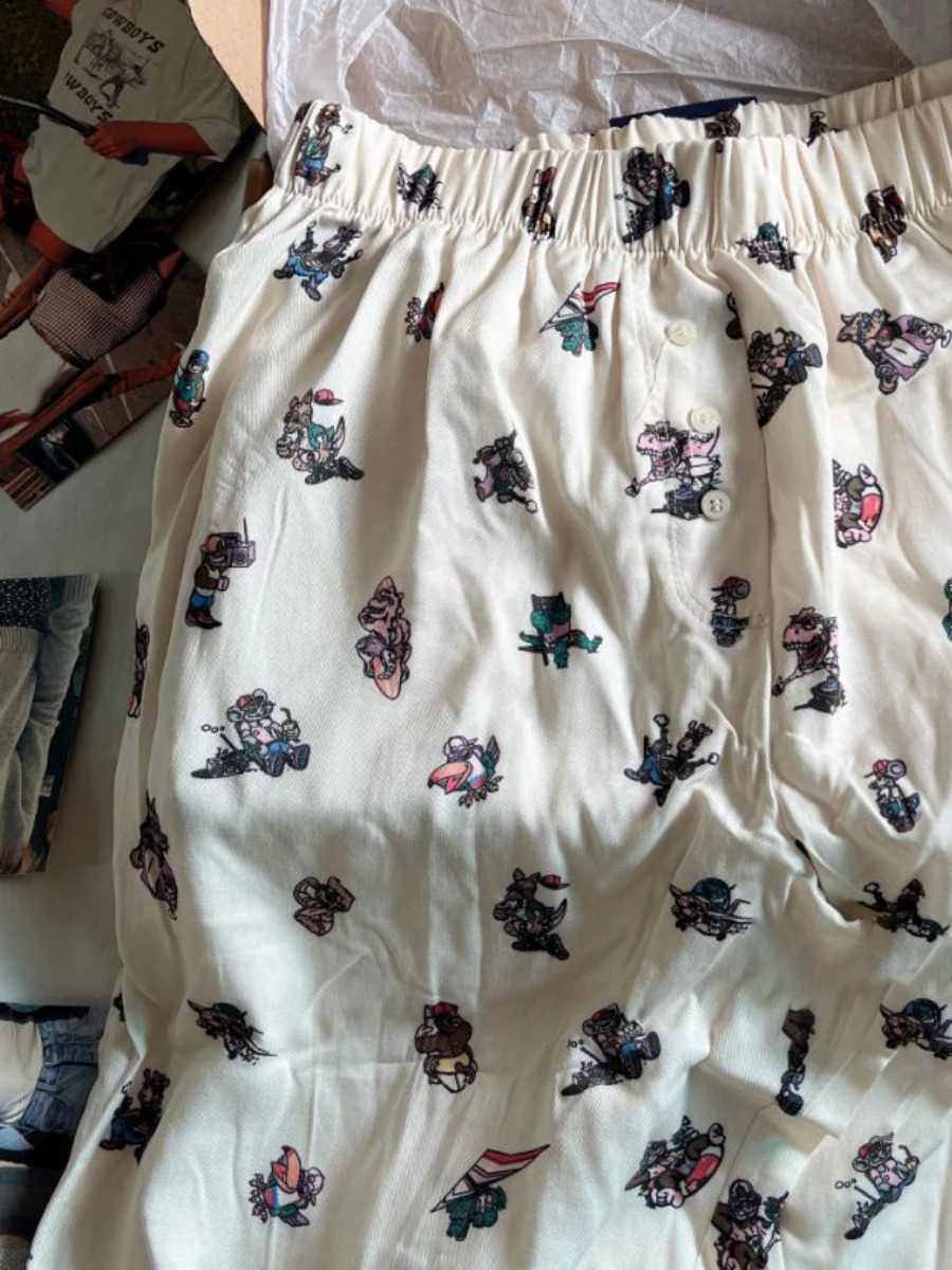 Dinosaur Print Buttons Long Pant Woman Eleastic High Waist Straight Trousers Autumn Casual Harajuku Cartoon Graphic Pants Bottom 240821