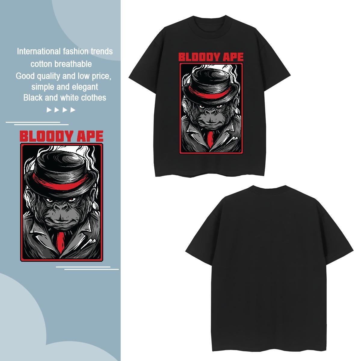 Brand orangutan T shirt Anime Printing Street Men Clothes T-Shirt 100% Cotton 230g Custom Breathable Crew Neck Plus Size Cartoon Tops Tees
