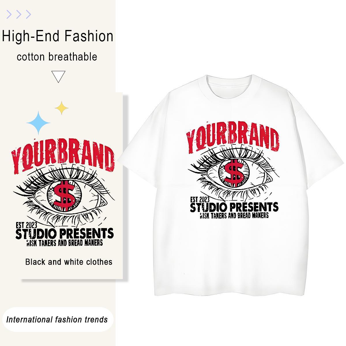 Classic Men Tees Spring Summer 230g Cotton Custom Big Size Breathable Short Sleeve eyes Mens T Shirts Fashion Designer Clothes