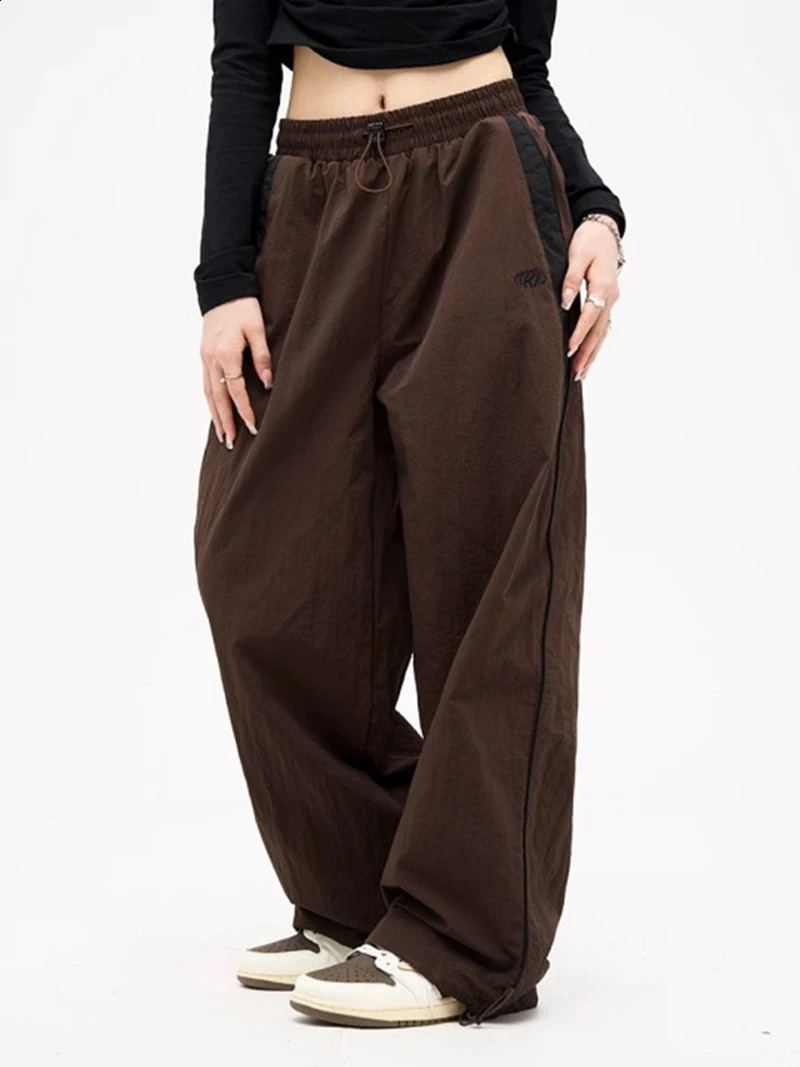 Y2k Women Wide Leg Cargo Pants Casual Streetwear Loose Drawstring Trousers Drawstring Sweatpants Female Vintage Baggy Joggers 240821