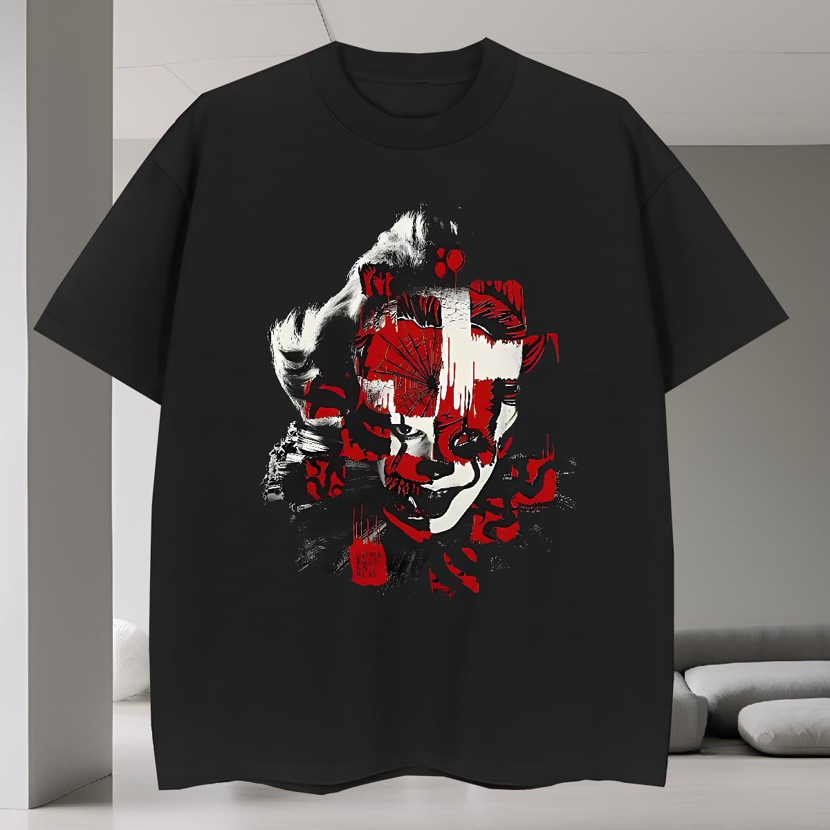 Casual New Men Tops Tees 230g Pure Cotton Sport scary Breathable Crew Neck T-Shirts TOP Quality Customized Print Tshirts