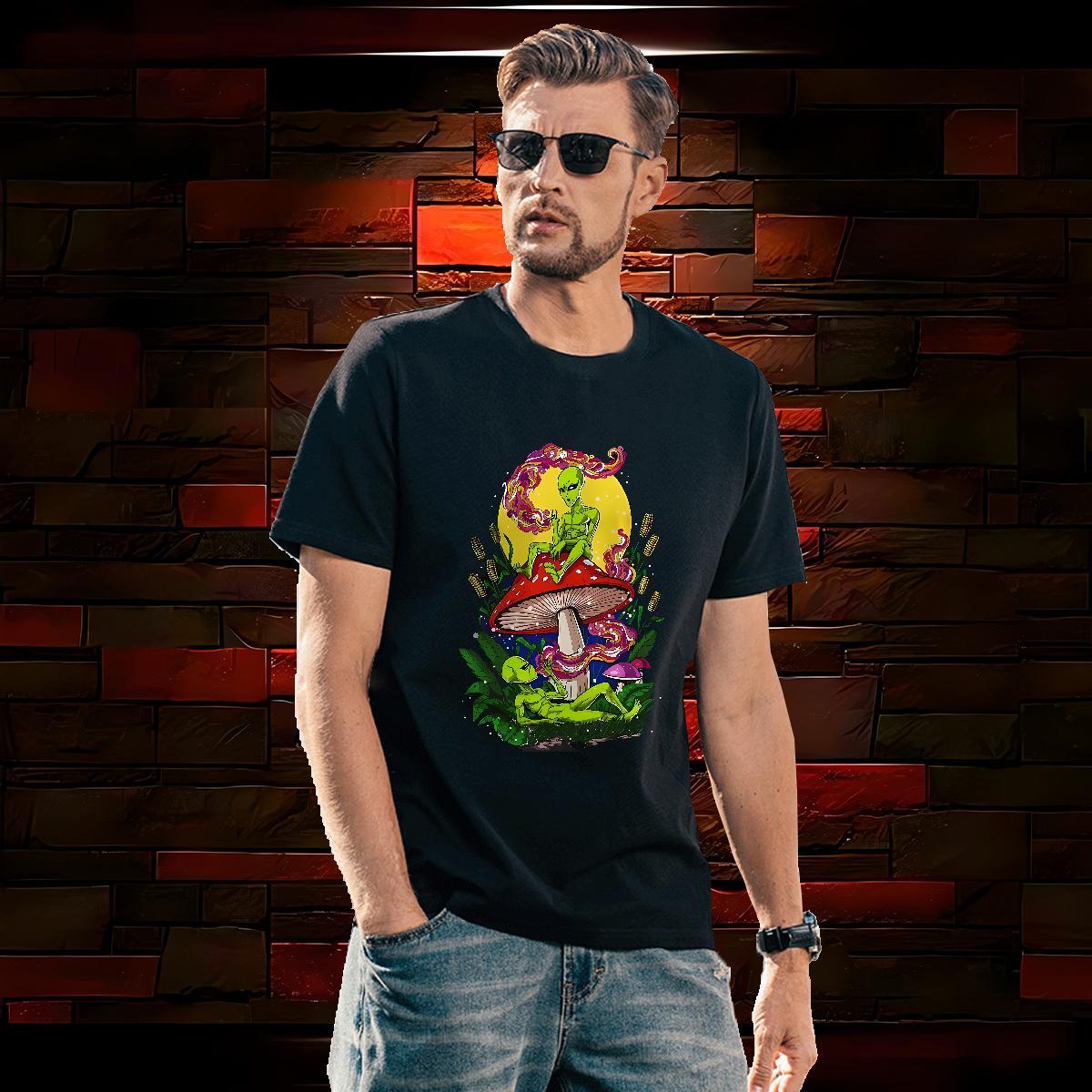 Cool Design mushroom T-Shirts for Men High Street Hip Hop Couples T Shirts 100% Cotton 230g Stylist Short Sleeve O-Neck Black White Tops