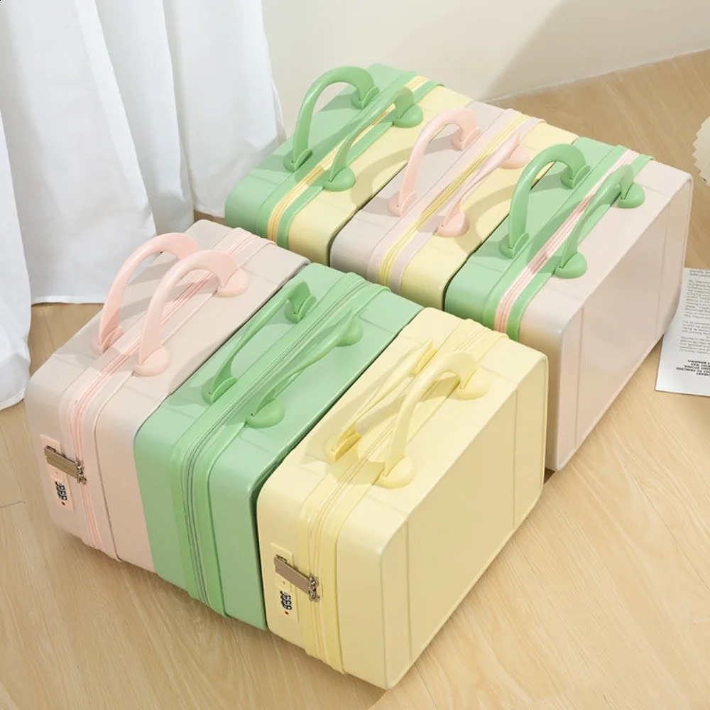 14 inch Mini Travel Suitcase Cosmetic Box Hand Luggage Organizer Case Small Boarding Case With Password Lock 240821