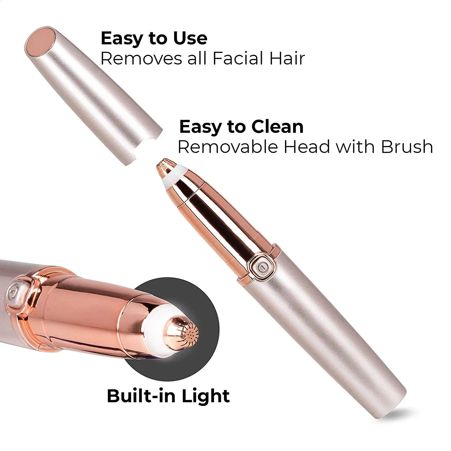 Womens eyebrow trimmer electric hair remover with LED light portable shaver without paint used for lip nose chin gifts 240801