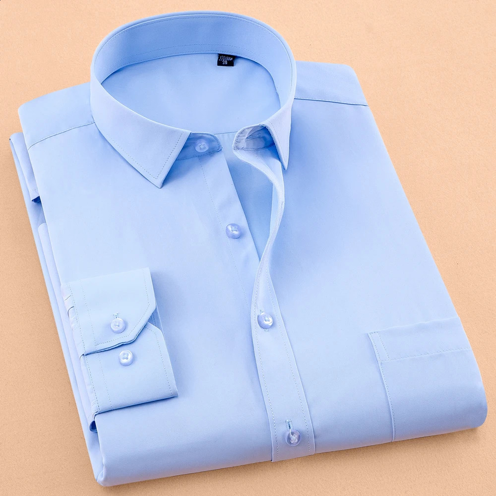 Mens Classic Cotton Blend Long Sleeve Lapel Collar Shirt - Soft Breathable Versatile for All Seasons Business Machine Washable 240822