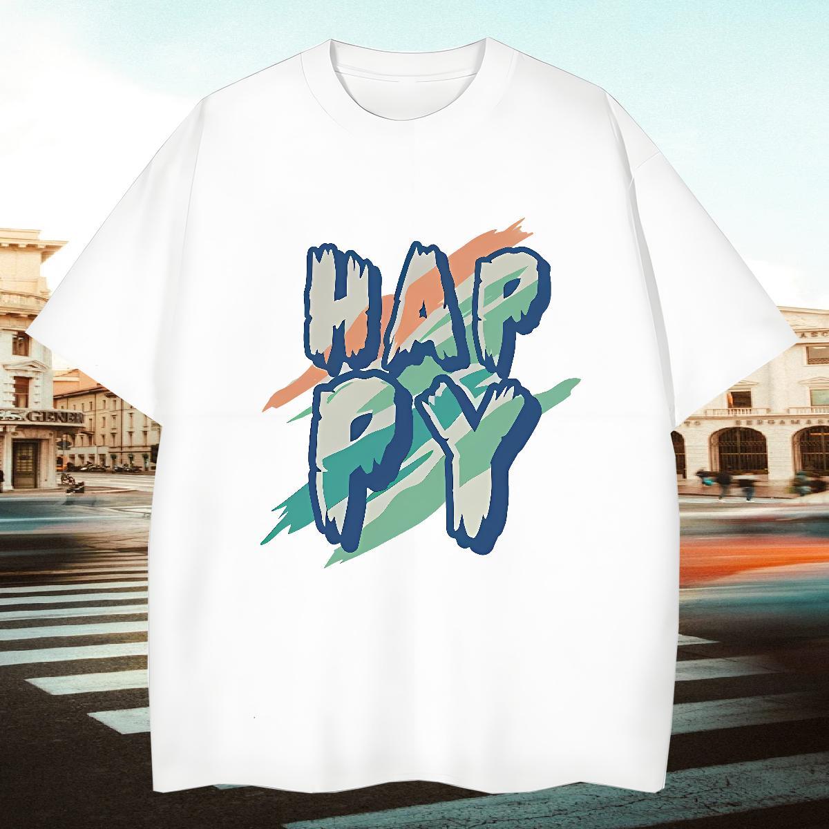 Cool Men Tees Home Outdoor 100% Cotton 230g Custom Anime Short Sleeve O-Neck happy Mens T Shirts Fashion Designer Tees Shirts