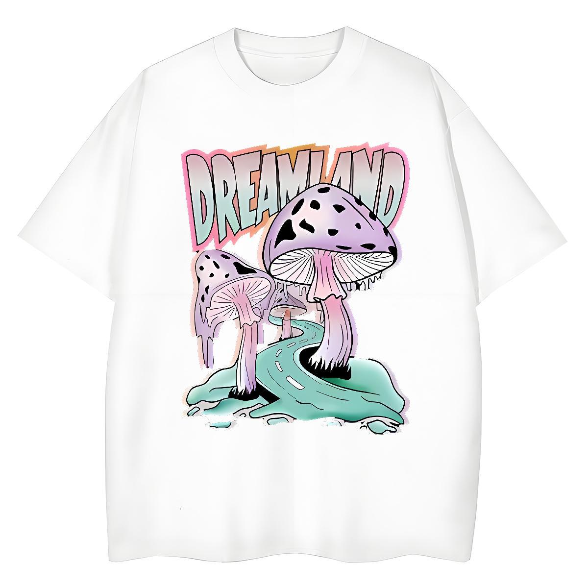 Classic Women T Shirts O Neck Short Sleeves 100% Cotton 230g Women Tees White Plus Size mushroom Sport Brand Tees Shirts