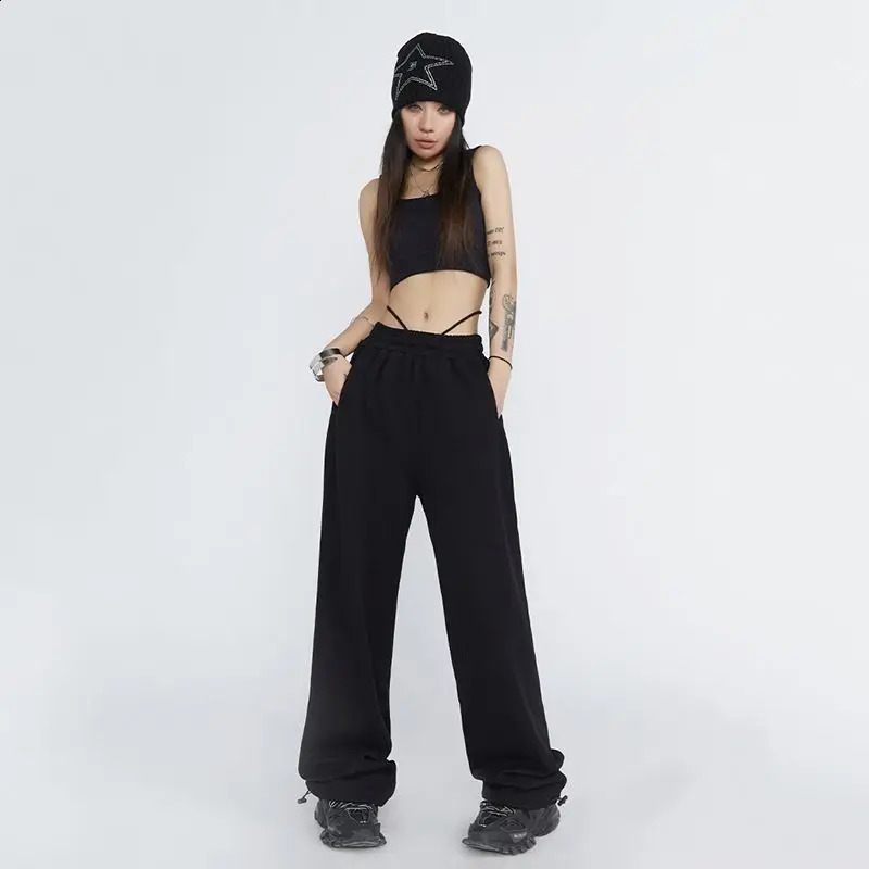 QWEEK Women Y2k Baggy Sweatpants Vintage Harajuku High Waist Female Jogger Pants Elastic Casual Streetwear Oversize Wide Trouser 240821