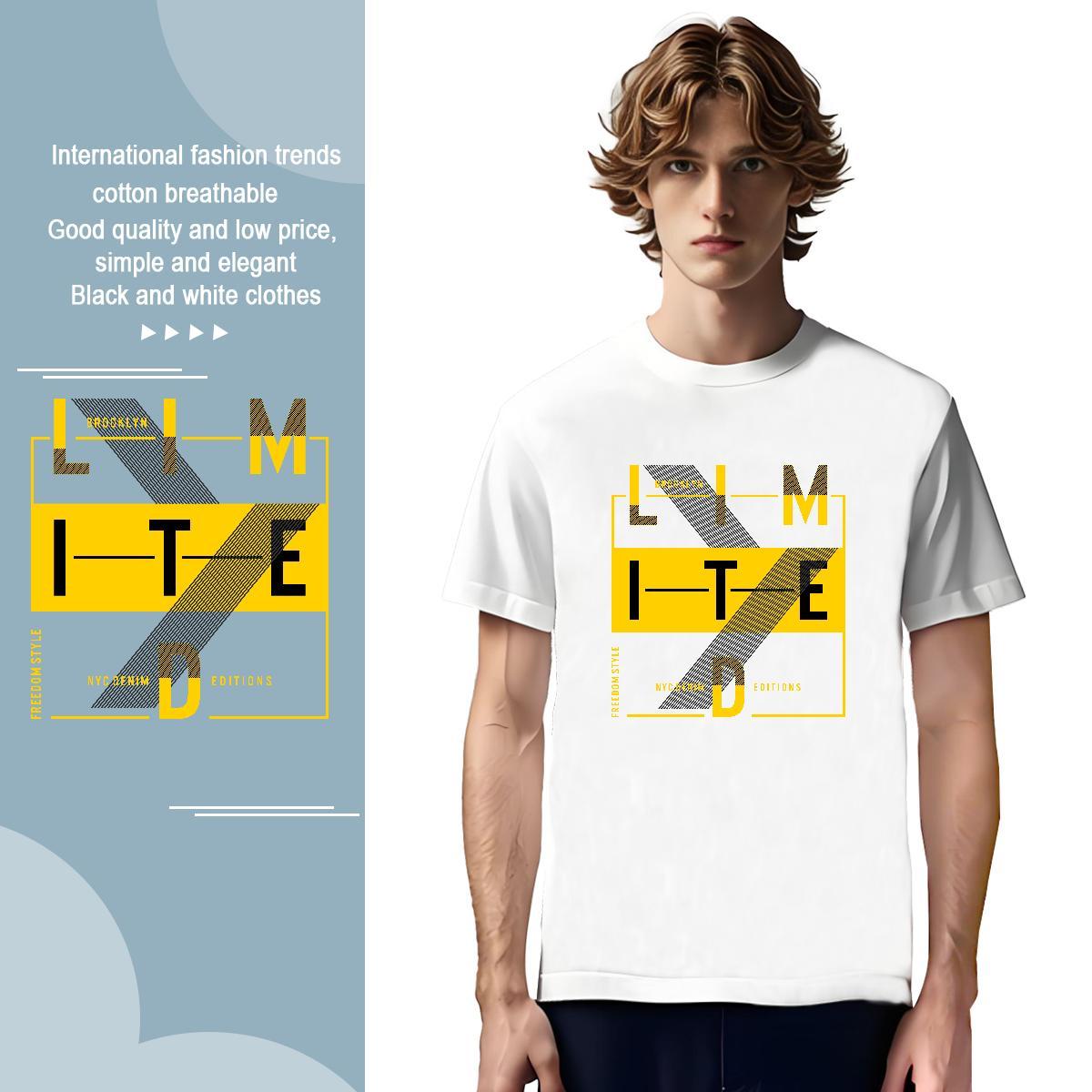 Free Shipping letter Man T Shirts Casual Daily Wear Mens Tshirts 230g Cotton 2024 Summer Crew Neck Breathable DIY Printed Tops Shirt