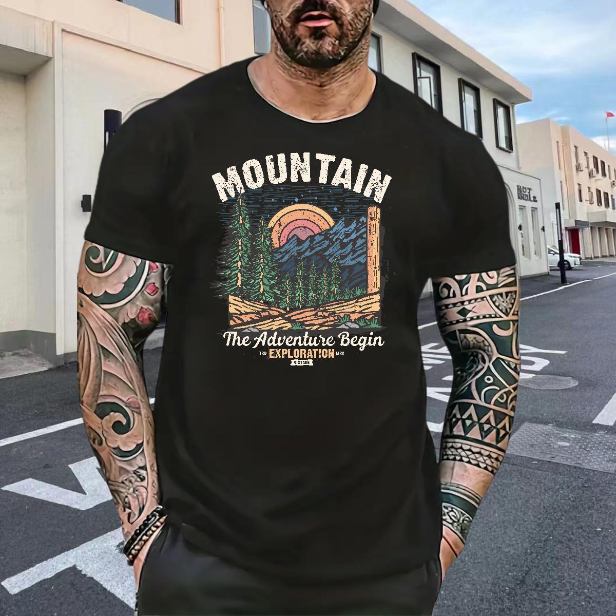 Designer Men Tees Home Outdoor 230g 100% Cotton Custom Printed O Neck Short Sleeves mountains T Shirts Men Brand Tops Shirt