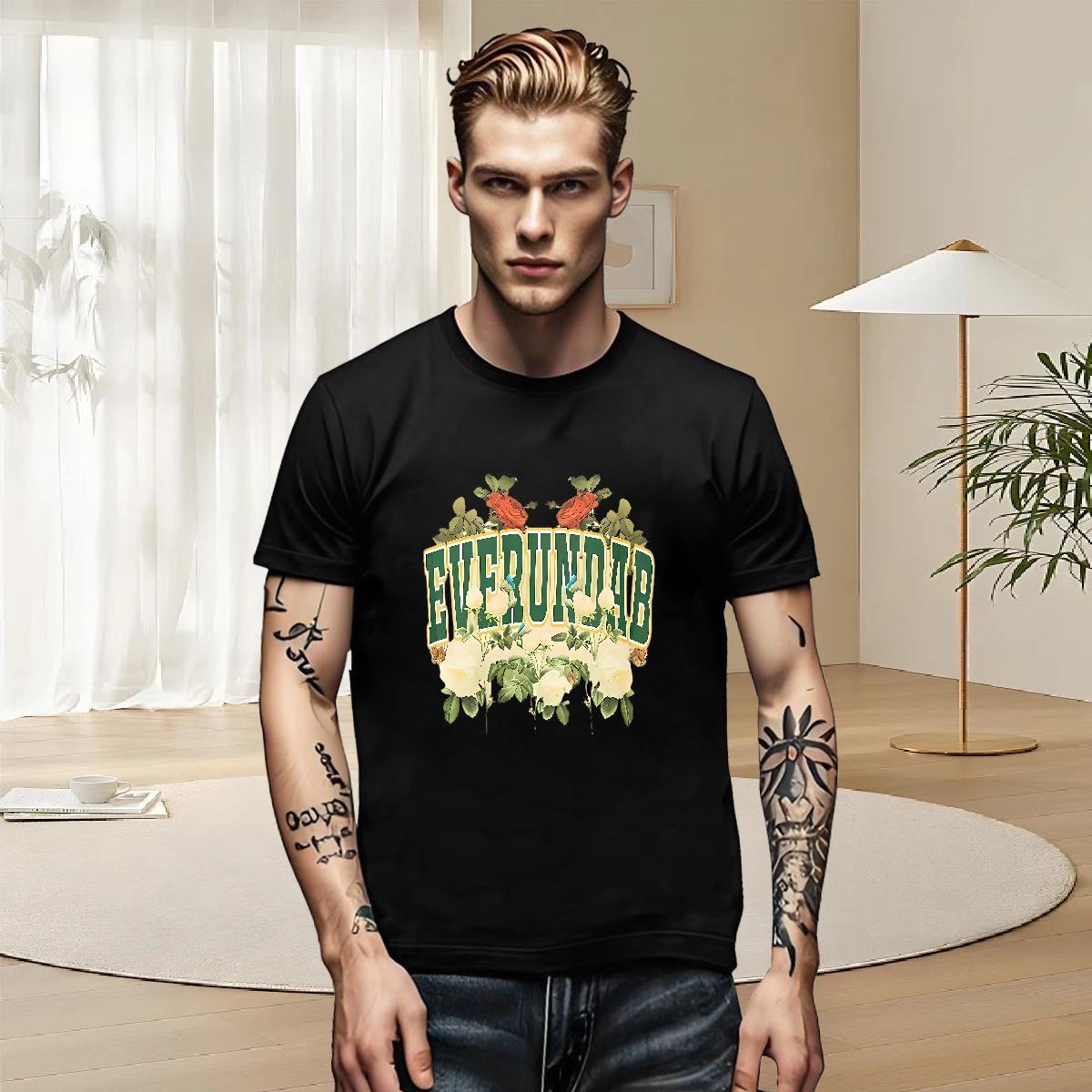 Wholesale Men Tops Tees Street 230g Cotton Custom Printed Breathable Crew Neck letter Men T Shirts 2024 Summer Tshirts