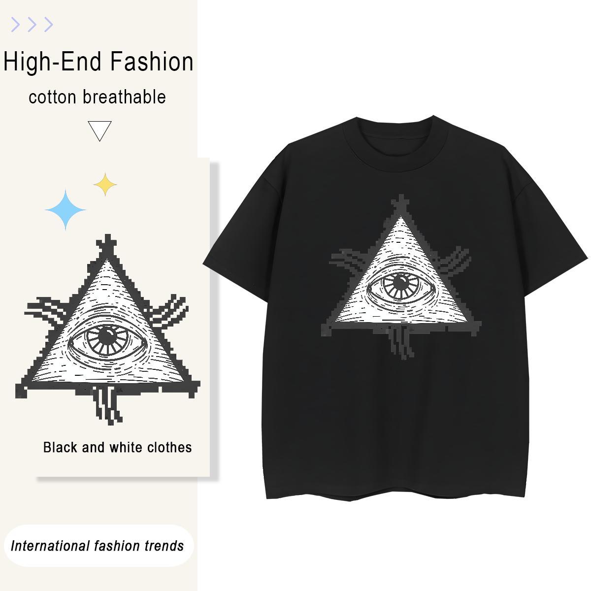 Fashion New T shirt 230g Pure Cotton O Neck Short Sleeves Summer Casual eye of the devil Woman Tshirt Soft Plus Size Custom Clothings
