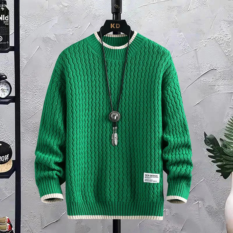 Stripe Sweaters Men Winter Korean Style Mens Warm Sweater Men Fashion Sweaters Splicing Color Patterns Mens Wool Pullovers Male 240821