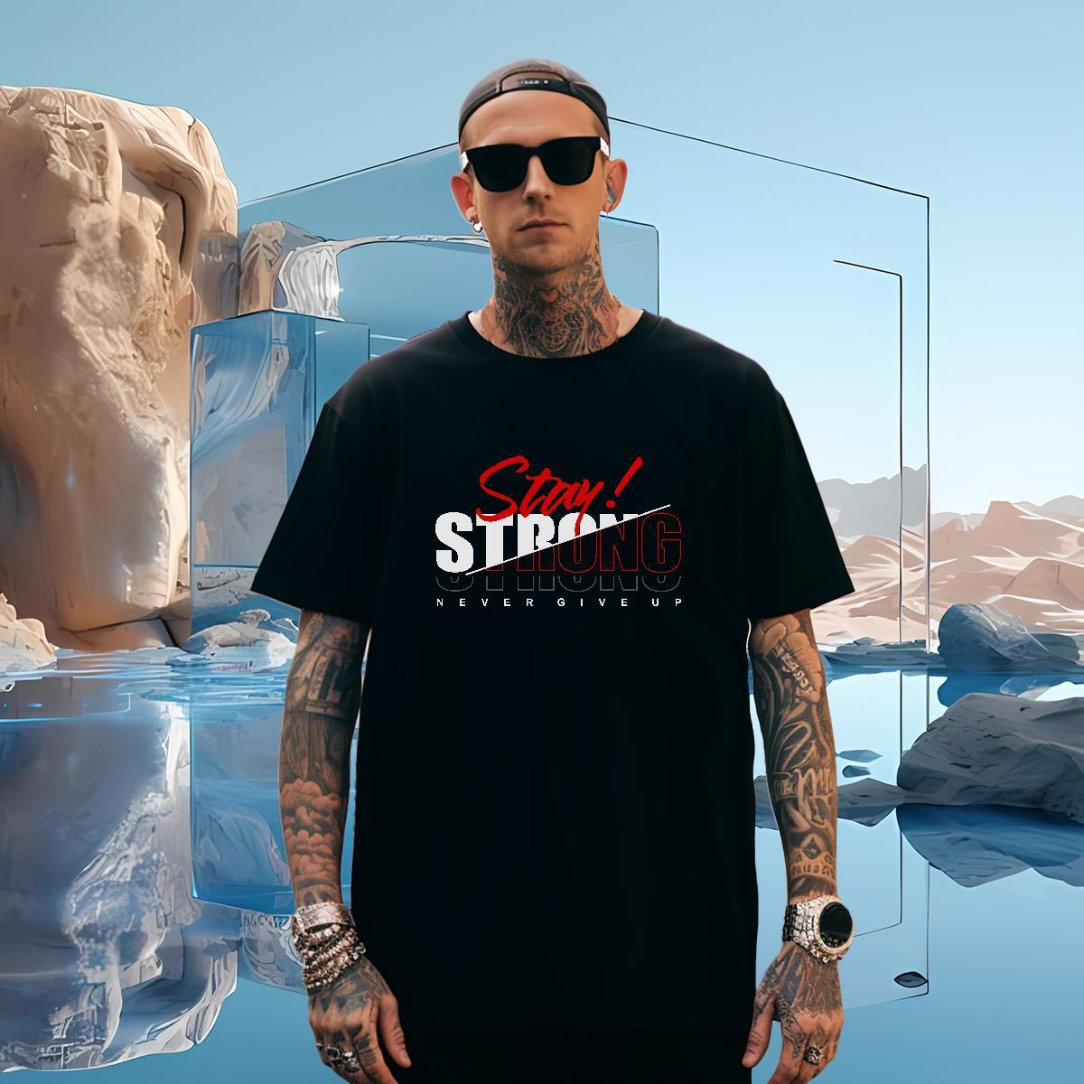 Loose stay strong T Shirt For Man Home Outdoor Men Clothes T-Shirt 230g Cotton Wholesale Breathable Oversized 4XL Tops Tees