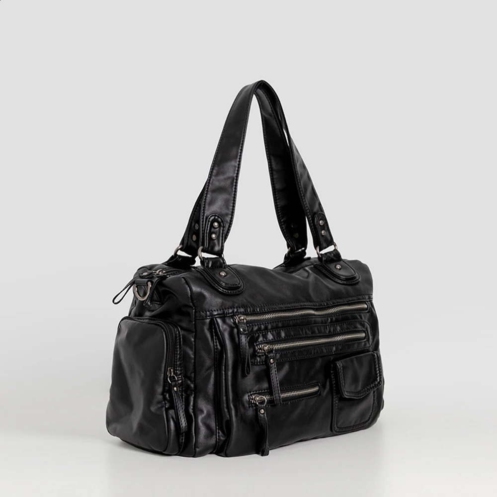 Annmouler Women Large Capacity Handbags Soft Pu Leather Crossbody Bag Motorcycle Top Handle Tote Bag with Multi-pocketes 240822