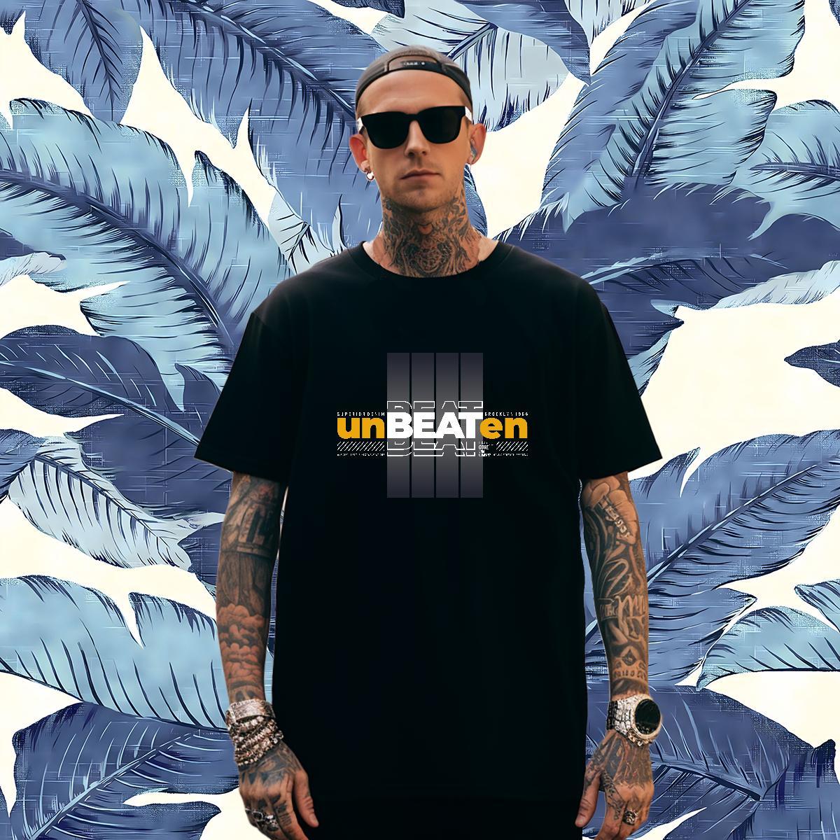 Brand unbeaten T Shirts Men Hip Hop Men Tshirts 230g 100% Cotton New Designer Breathable Short Sleeve Plus Size Custom Tees