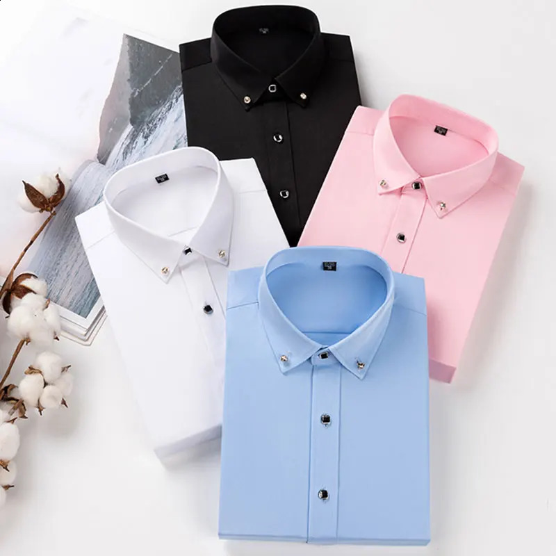 Four seasons general long-sleeved shirt diamond collar mens business casual professional wear social non-ironing anti-wrinkle 240822