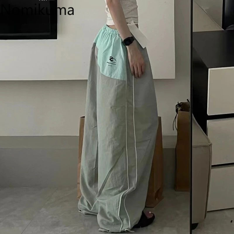 Streetwear Joggers Women Contrast Color Casual Y2k Wide Leg Pants Bottoms Fashion Summer Sweatpants Korean Pantalon Femme 240821